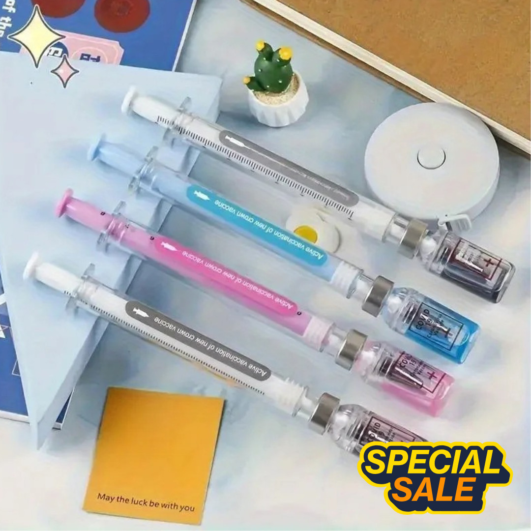 5PCS Random Color Belt Syringe Shaped Gel Neutral Pen, Signature Ballpoint Pen,