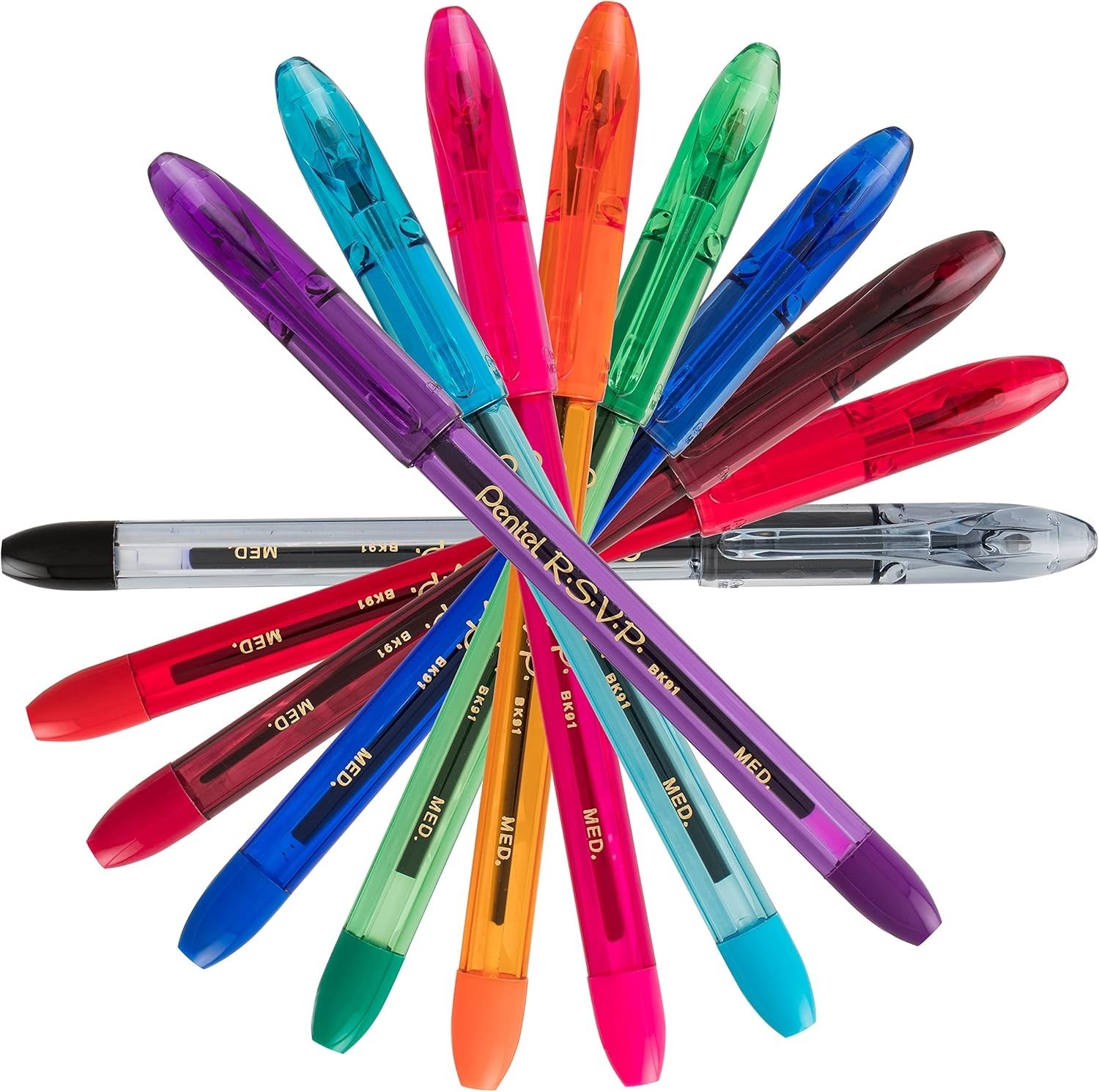 Ergonomic Ballpoint Pens – 1mm, Assorted Barrels, 8 Count for Stylish Writing