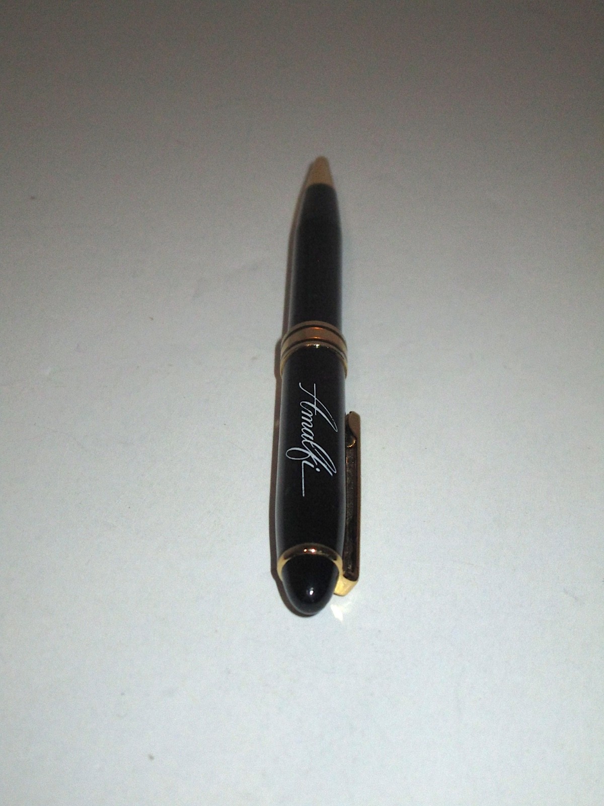 Vtg Amalfi Black & Gold Heavy Metal Ballpoint Writing Pen w/ Blue Ink Rare Italy