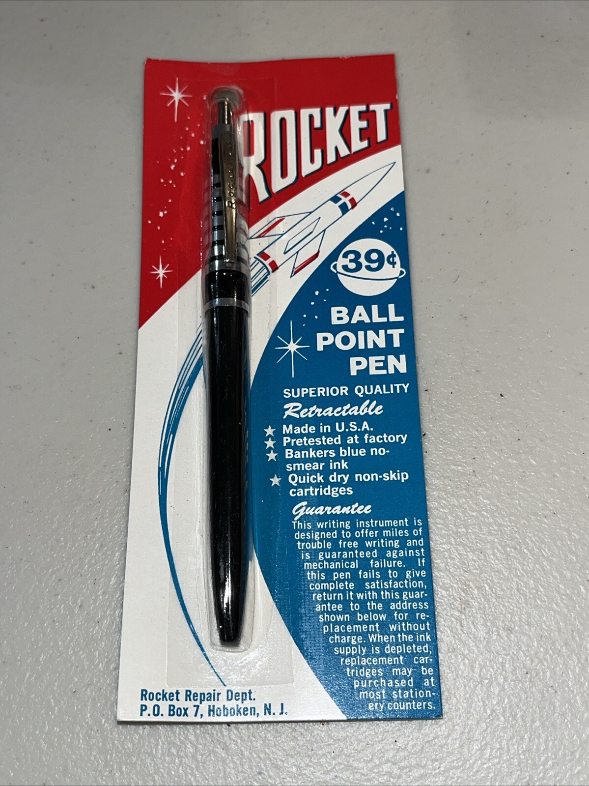 NOS Vintage ROCKET Ballpoint Retractable Pen Gold & Black -New in Package