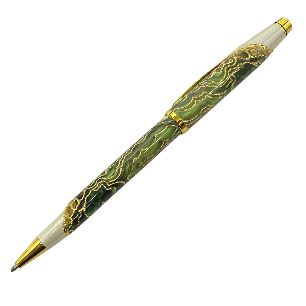 Cross Wanderlust Borneo Ballpoint Pen Gold White Green Twist NAT0752-2 CROSS