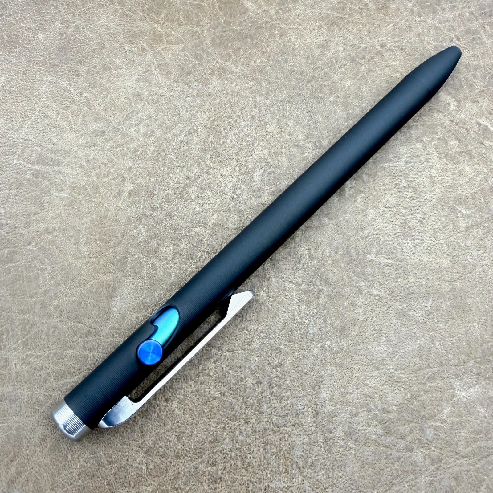 Tactile Turn – Titanium Slim Bolt Action Standard Size Pen Custom Black & Silver