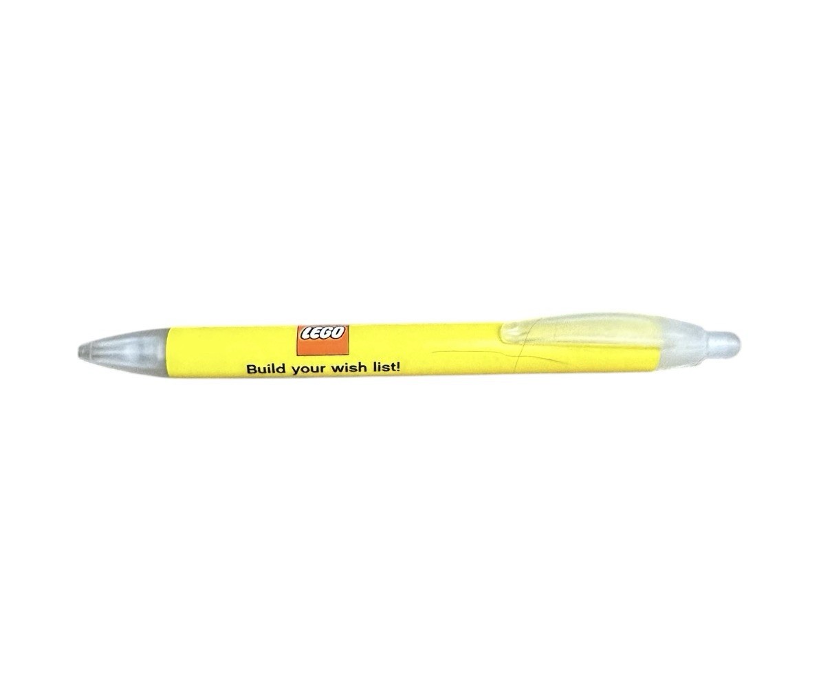 LEGO Branded «Build Your Wish List» Ball Point Pen Yellow And Translucent Blue