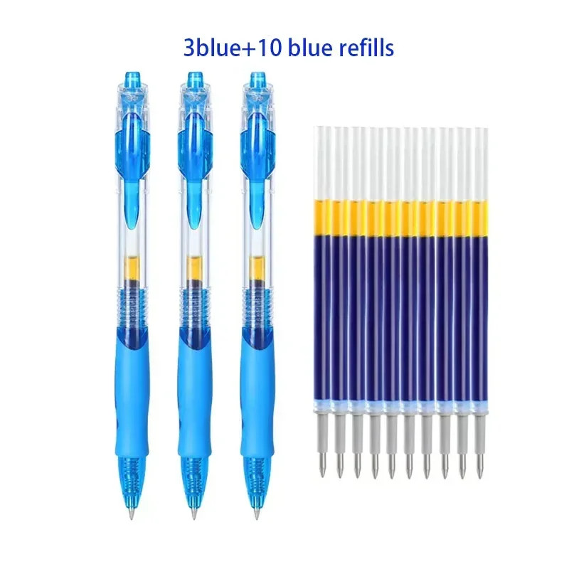 13/30pcs Retractable Gel Pens Set Black/Red/Blue Ink Ballpoint for Writing Refil