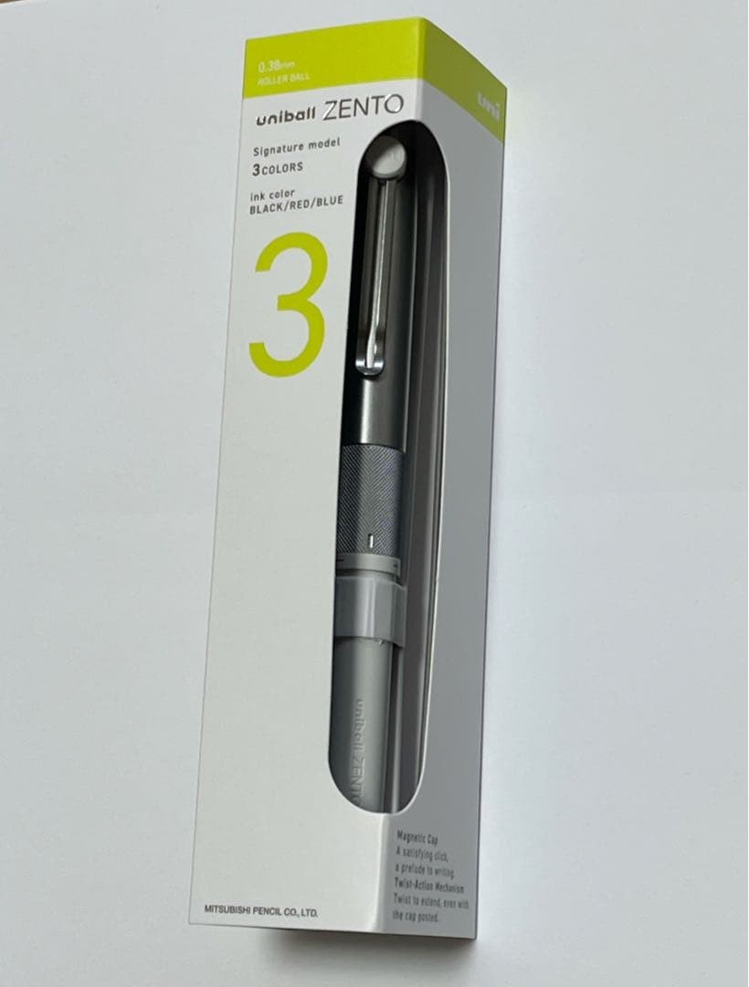 Uniball ZENTO Signature Model 3 Color Ballpoint Pen Silver 0.38mm Japan NEW