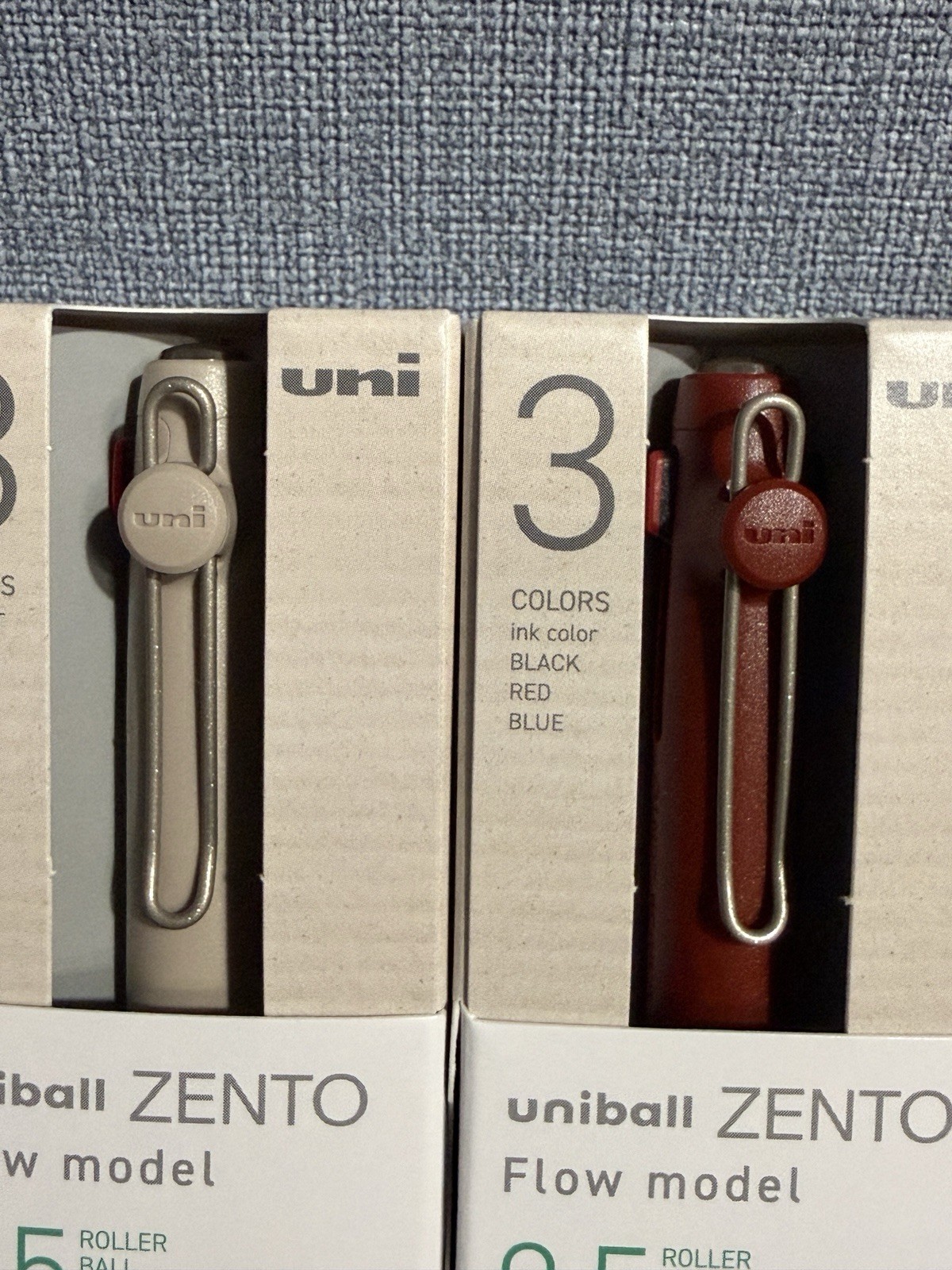Uni-Ball Zento Flow Model 3-Color Ballpoint Pen 0.5mm 2 Pieces Beige & Burgundy