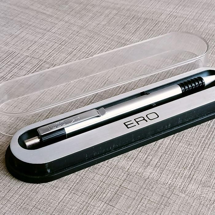 ERO Ballpoint Pen in Brushed Steel with Box Preowned Near Mint VP793