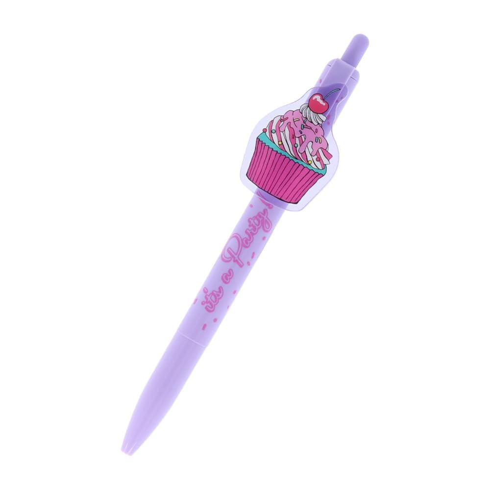 Sun-Star Stationery Ballpoint Pen with Plate, PARTY TIME Cupcake