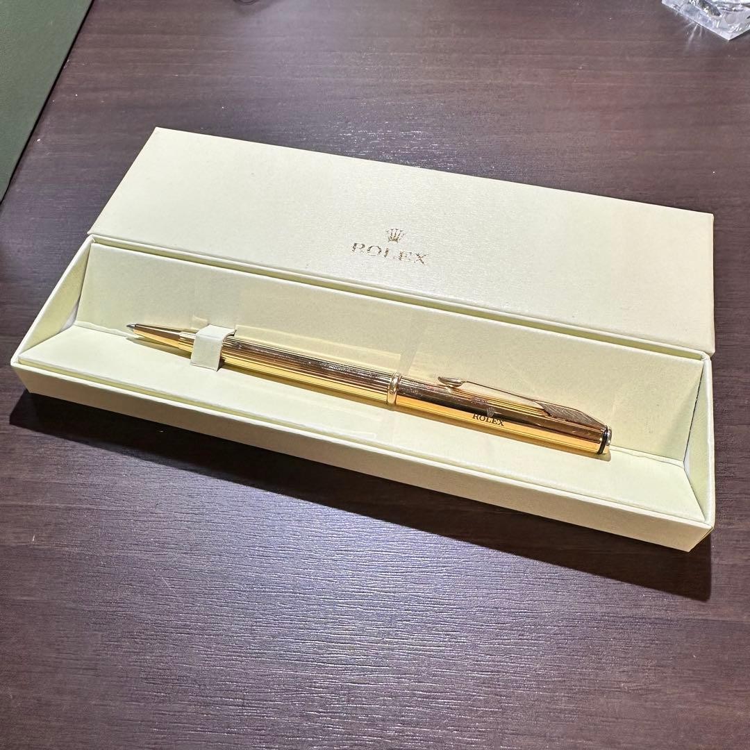 Rolex Logo Parker Insignia Gold Tone Twist Ballpoint Pen Boxed Made in France