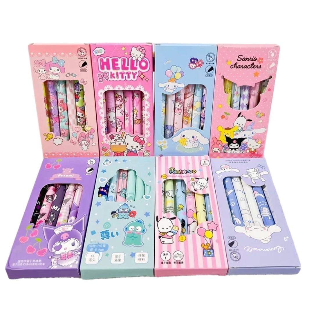 2 Random Selected Design Gel Packs, Cute Cartoon Characters, 6 Gel Pens Per Pack