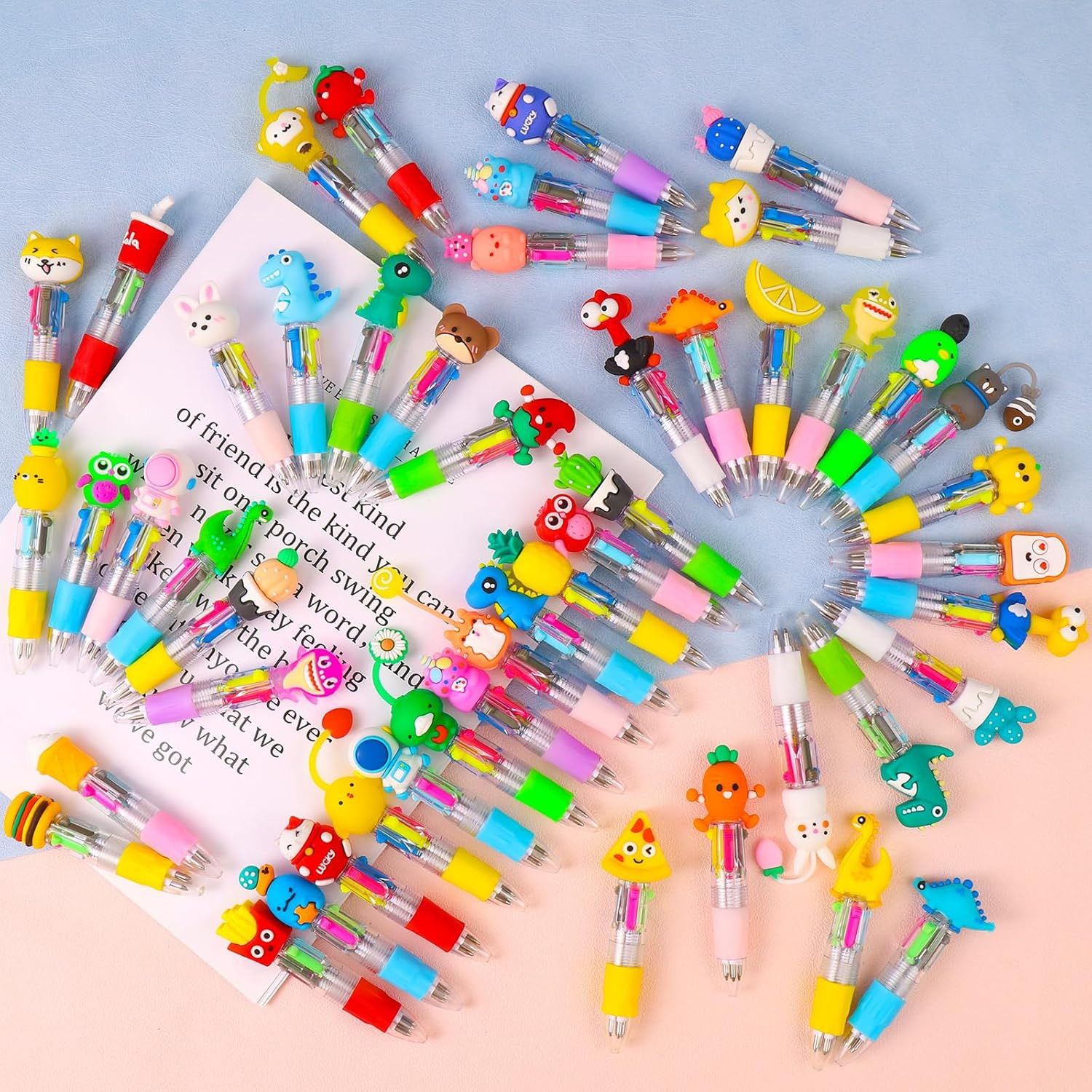 50Pcs Mini Multicolor Pens in One 4-in-1 Cute Pens Bulk for Kids, Ballpoint Pen