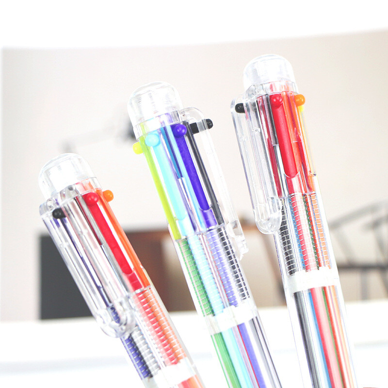 Wholesale 10PCS Multi-color 6 in 1 Ballpoint Pens Kids School Office Pen Supply