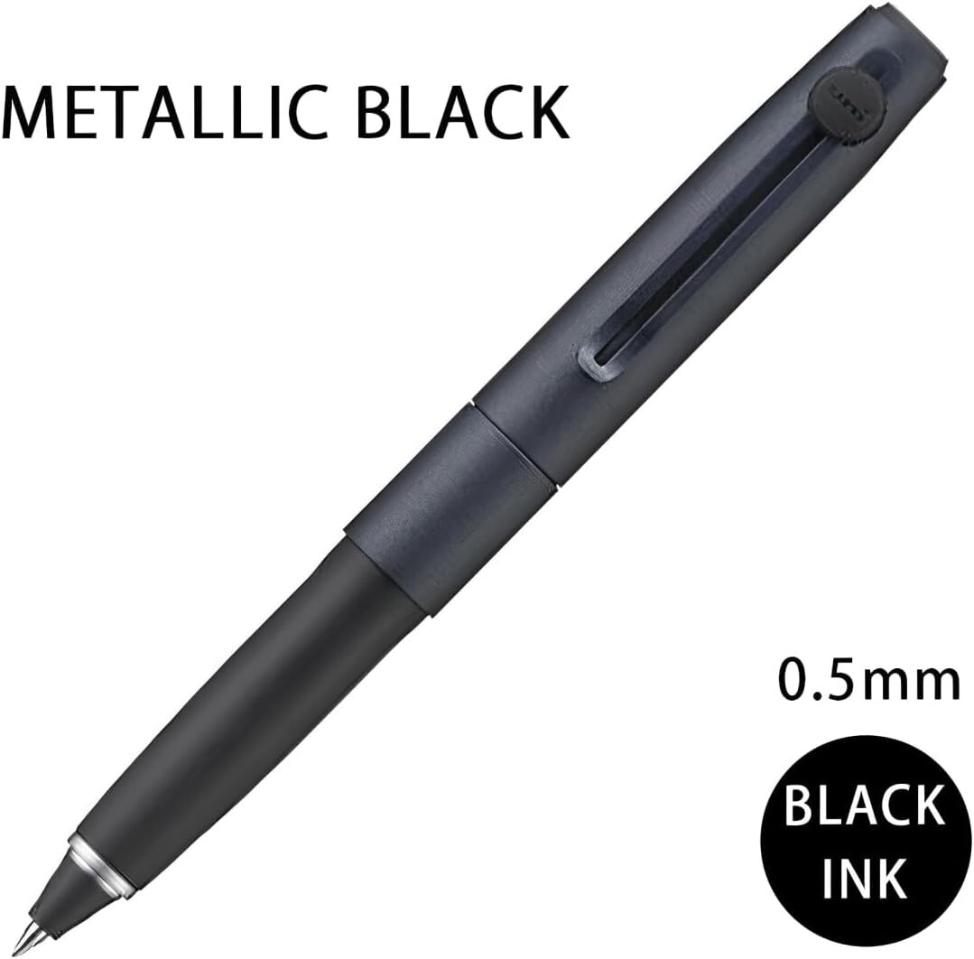 uni-ball ZENTO Signature Pen Set Silver & Black + 6 Refills (Red/Blue/Black)
