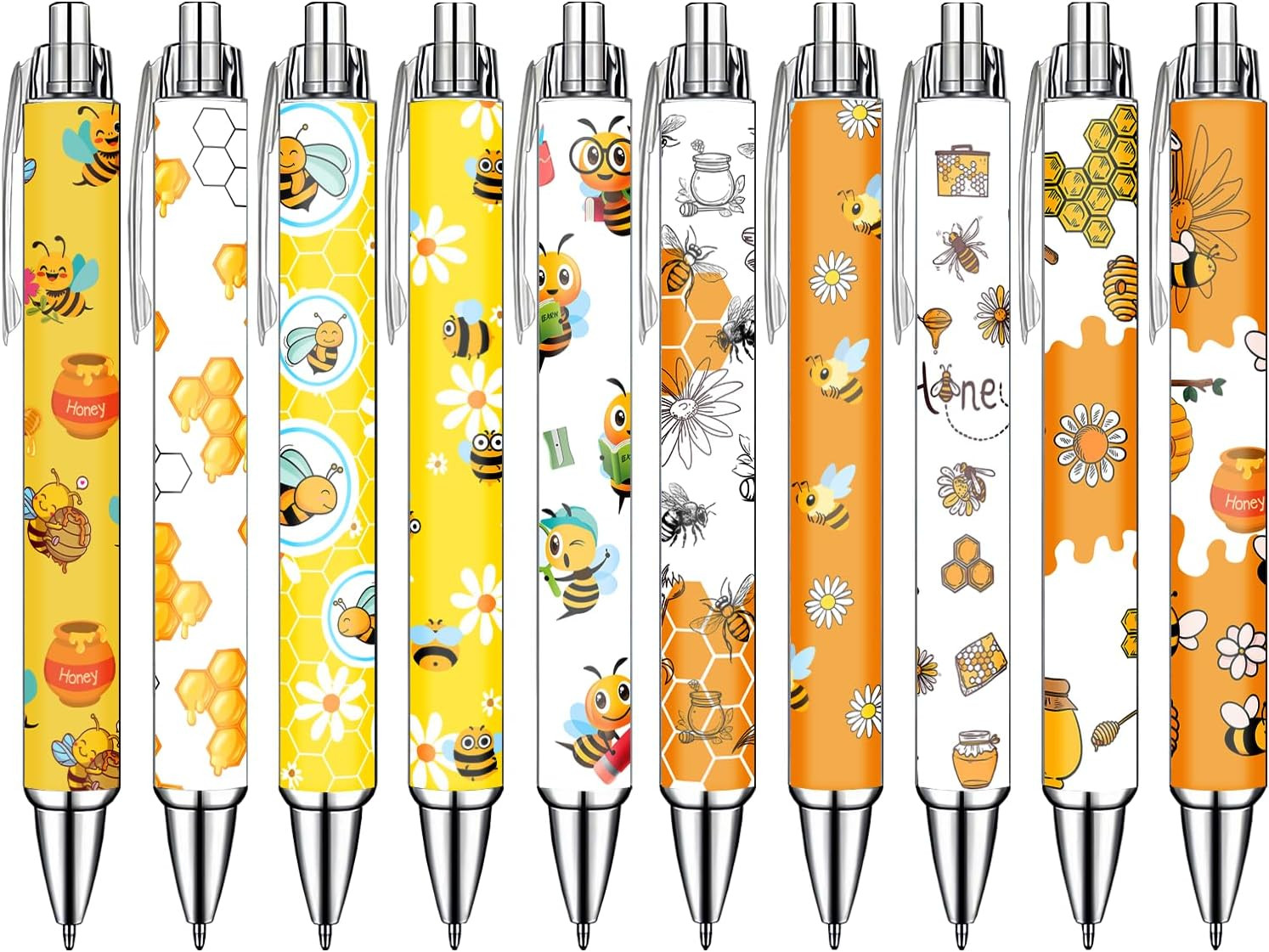 Bee Pens Set – Cute Yellow & White Bumblebee-Themed Gel Pens for Teens, and Adul