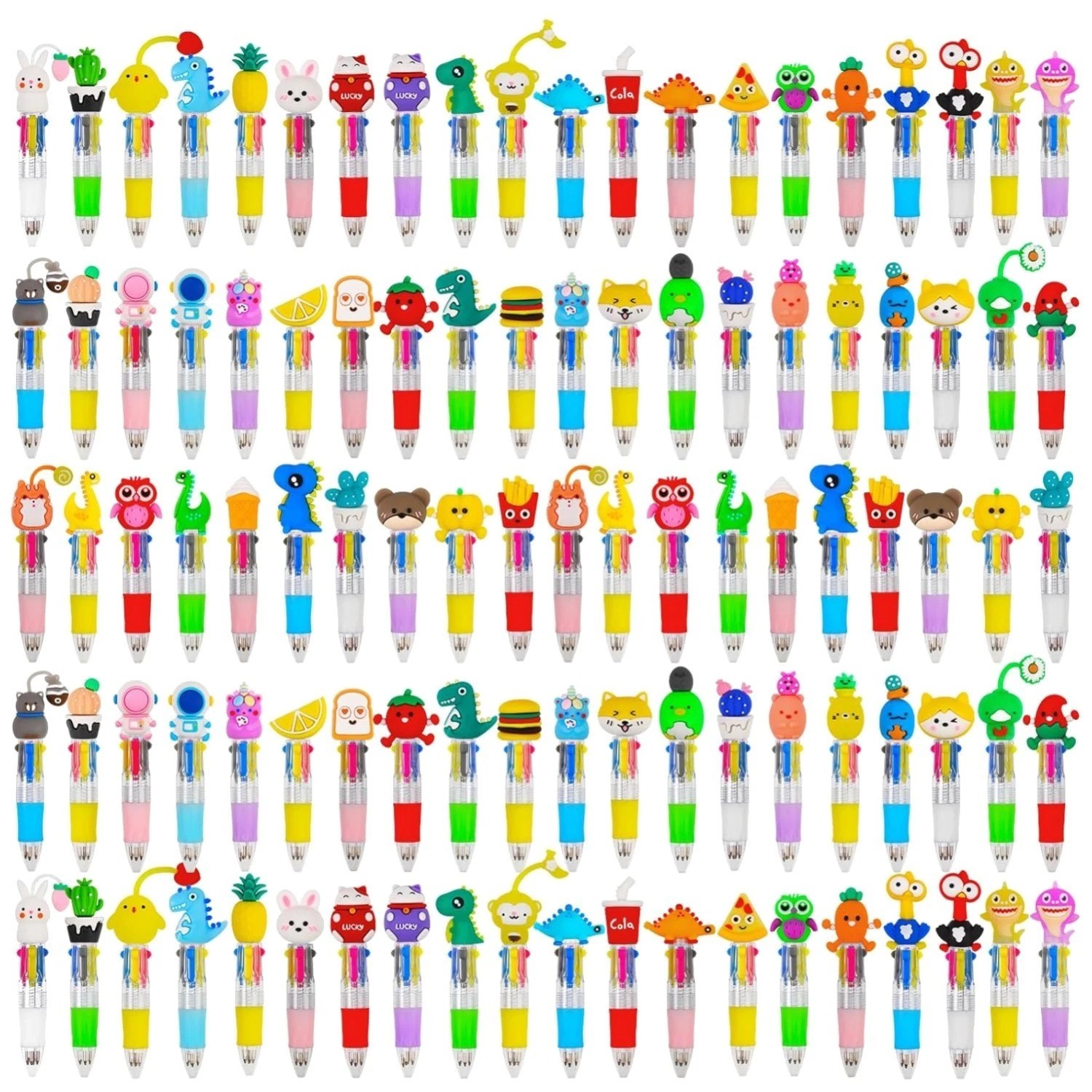 Fun Cartoon Mini Pens Bulk – 100pcs Multicolor Ballpoint Set