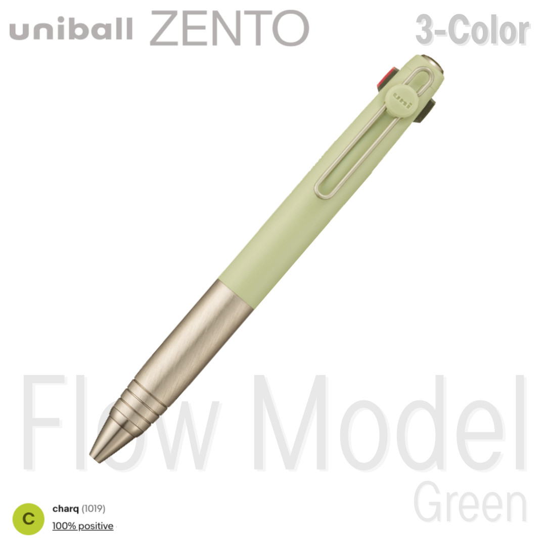 Uniball Zento Flow Three Color Pen 0.38mm Green Mulipen -=NEW=-