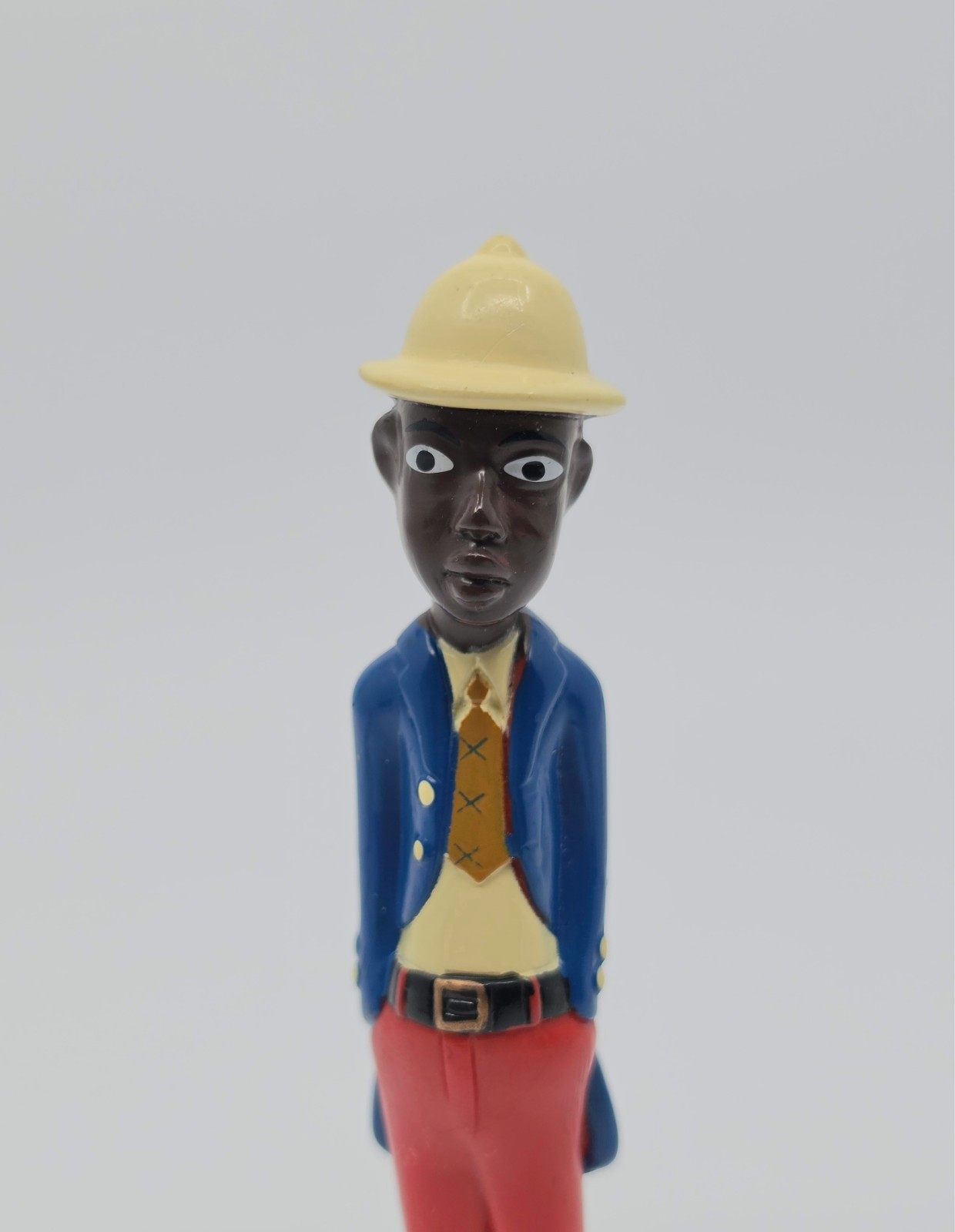 Rare Colonial Figure Novelty Pen African Colon Statue 5.5″ NOS Heart and Star
