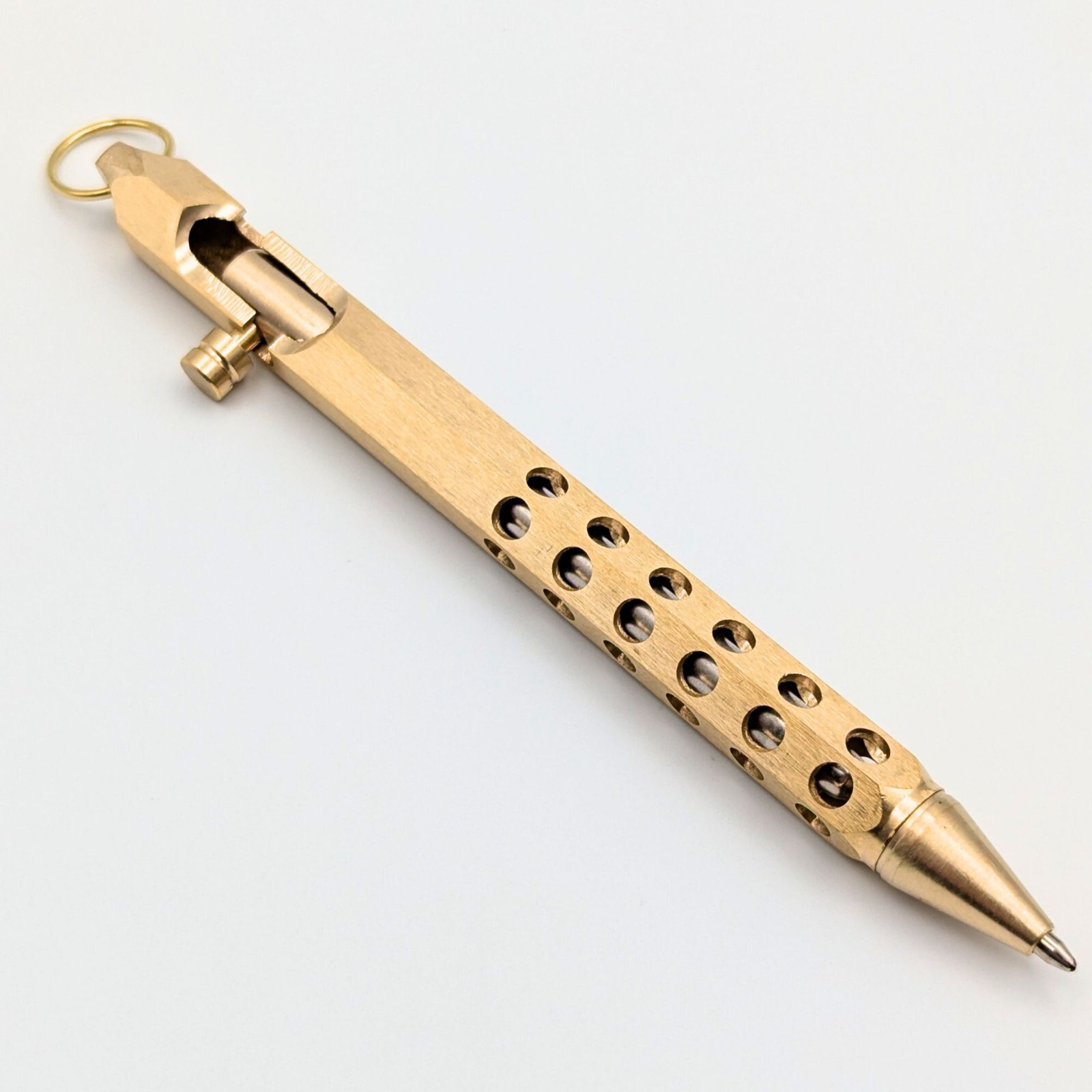 Bolt Action Ballpoint Pen Solid Brass EDC Six-edge Bronze color – Great Gift Dad