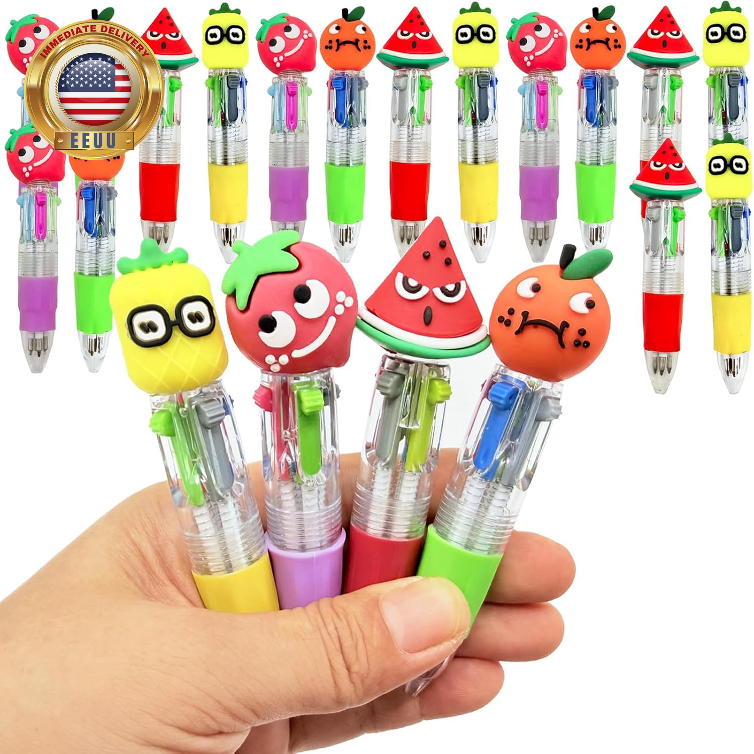 Mini Fruit Multicolor Pen in One 4-In-1, Bulk Strawberry Avocado Pineapple Assor