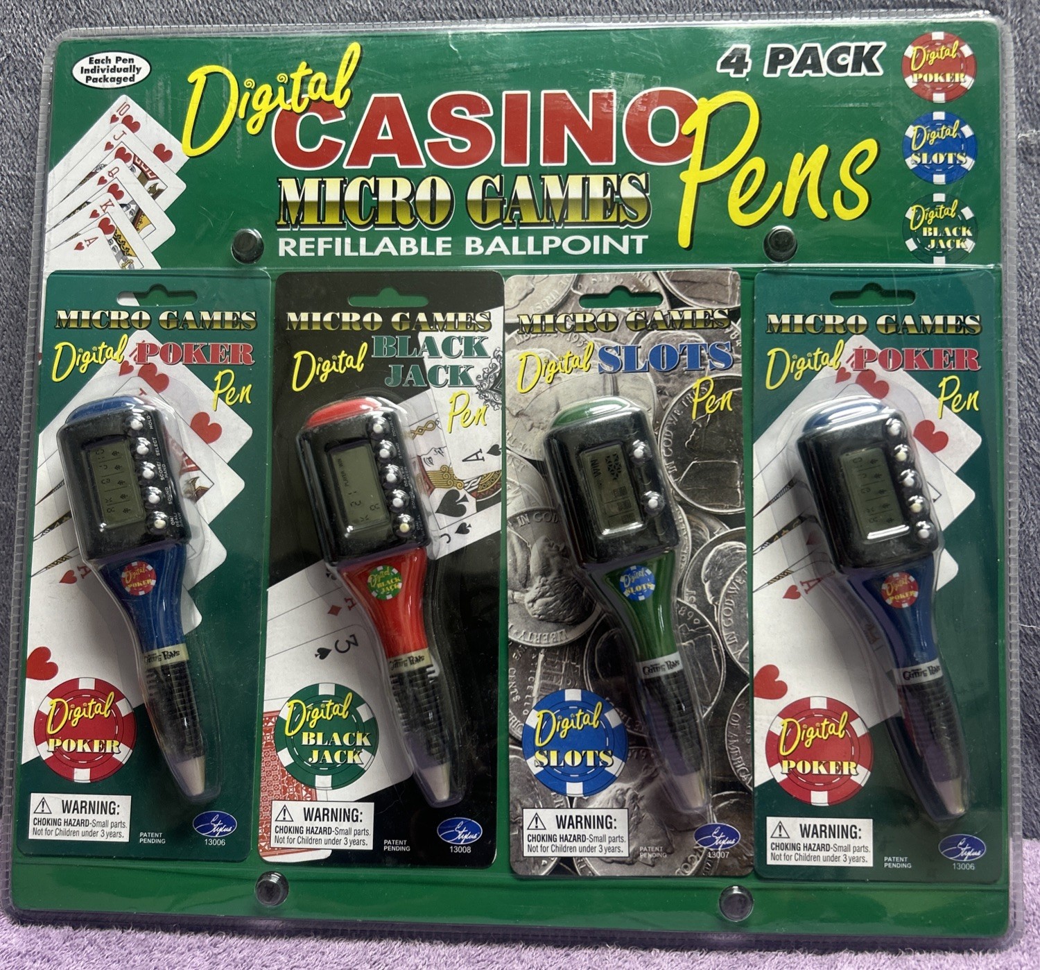 Digital Casino Pens Micro Games Refillable Ballpoint Pens Poker-Black Jack-Slots