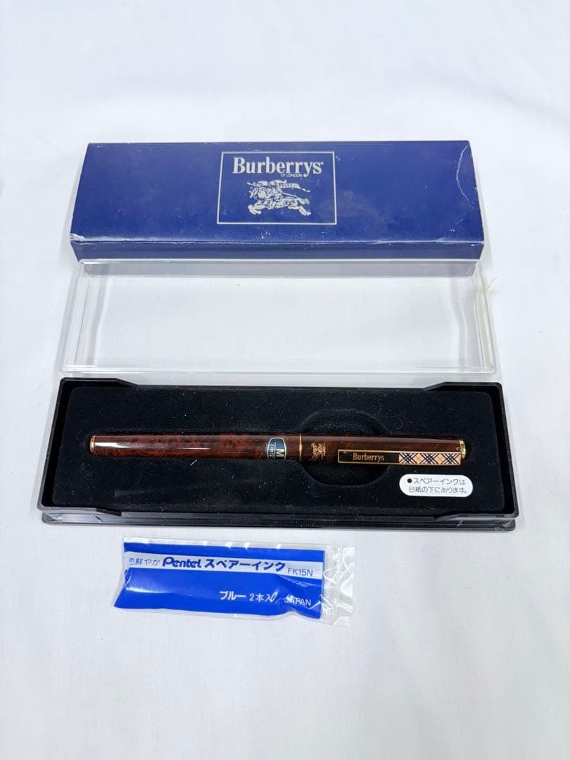 Burberrys Brown Ballpoint Pen, Blue Ink Fountain Pen