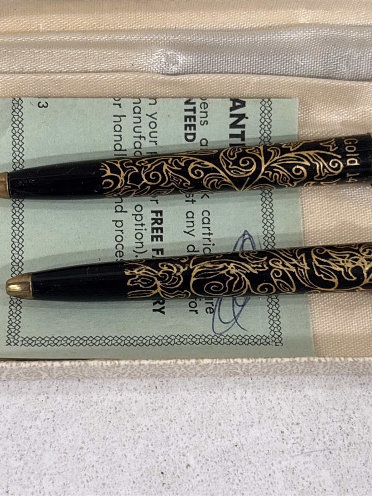 Arpege CHANEL No 5 Ballpoint Pen Set Vintage 14kt Gold Perfume Writing Pens