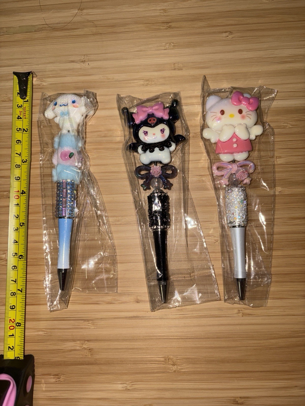 Hello Kitty, Kuromi, Cinnamonroll Custom handmade Pens (set Of 3)