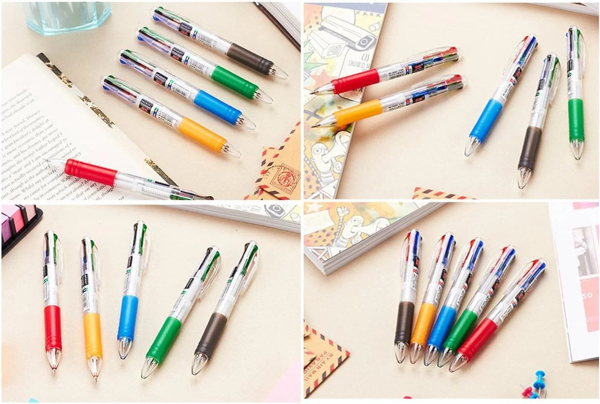Multicolor Ballpoint Pens 0.7 mm Ball Point Pen 4 Color Ink (Black, Blue, Red, G