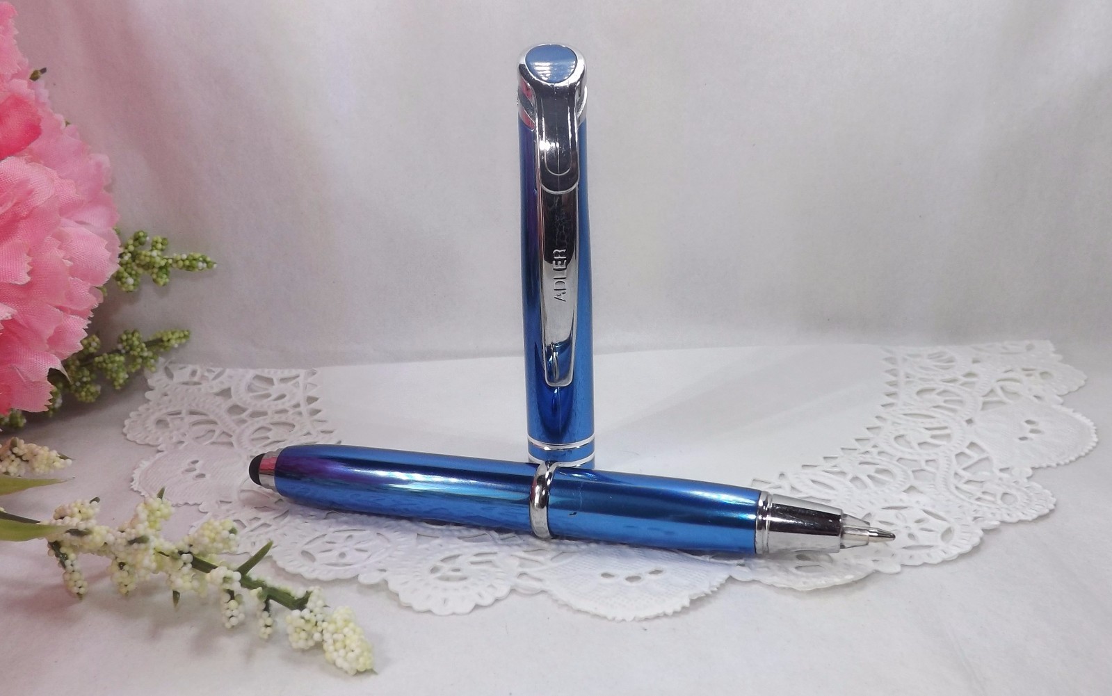 3 in 1 Medina Lighted Tip Blue Stylus LED Flashlight Pen by Adler (HIGH QUALITY)