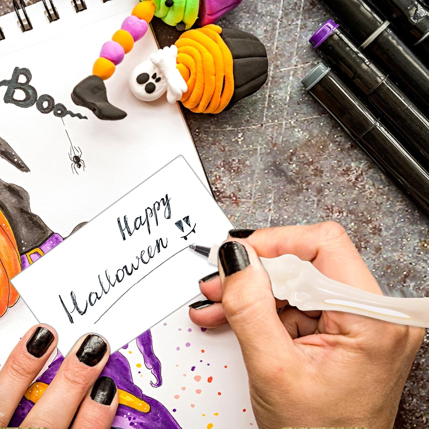 5 PCS Creative Novelty Bone Shape Ballpoint Pens, 1.0Mm Black Ink Bone Model Pen