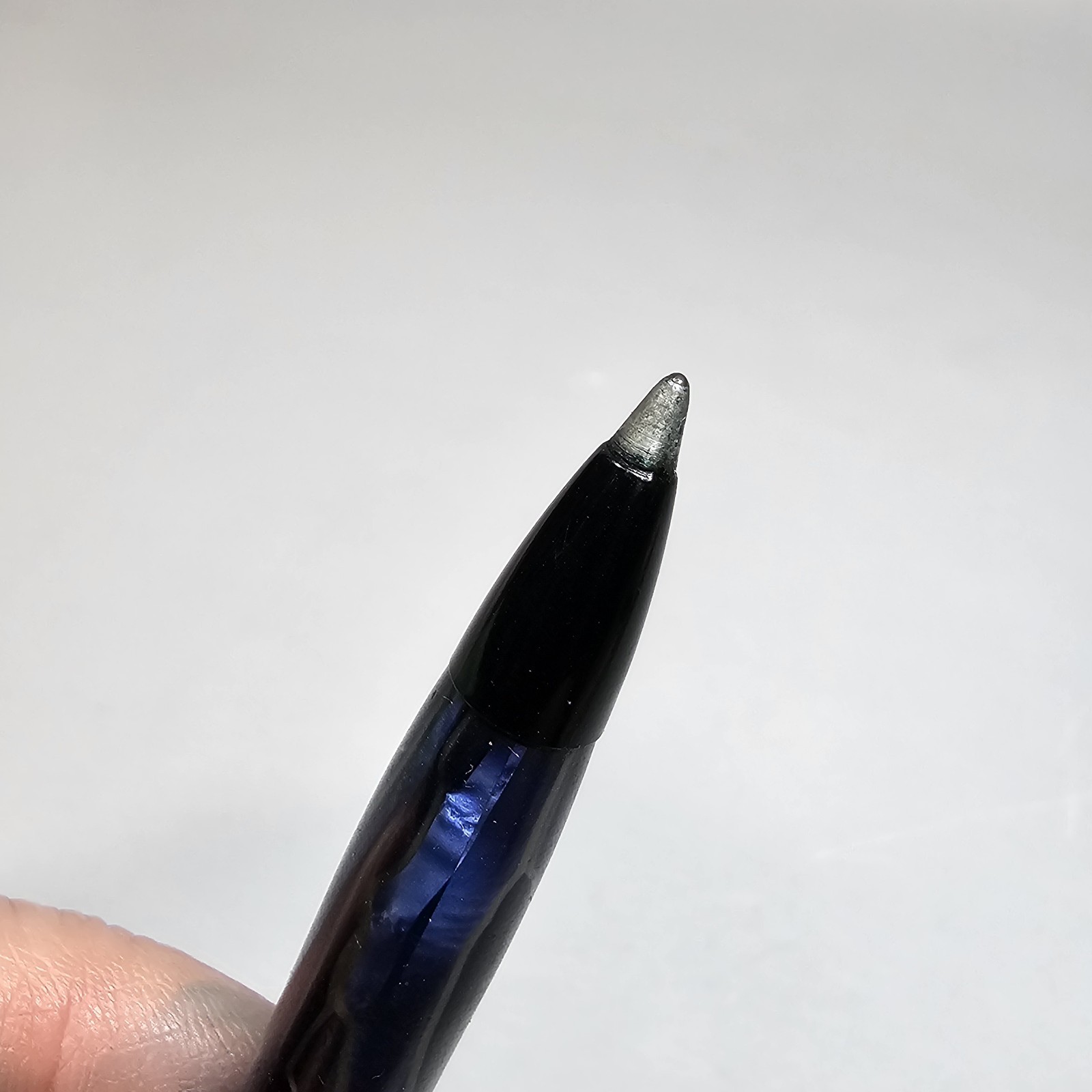 Vintage Ballpoint Pen Blue Silver Black Marbled Celluloid
