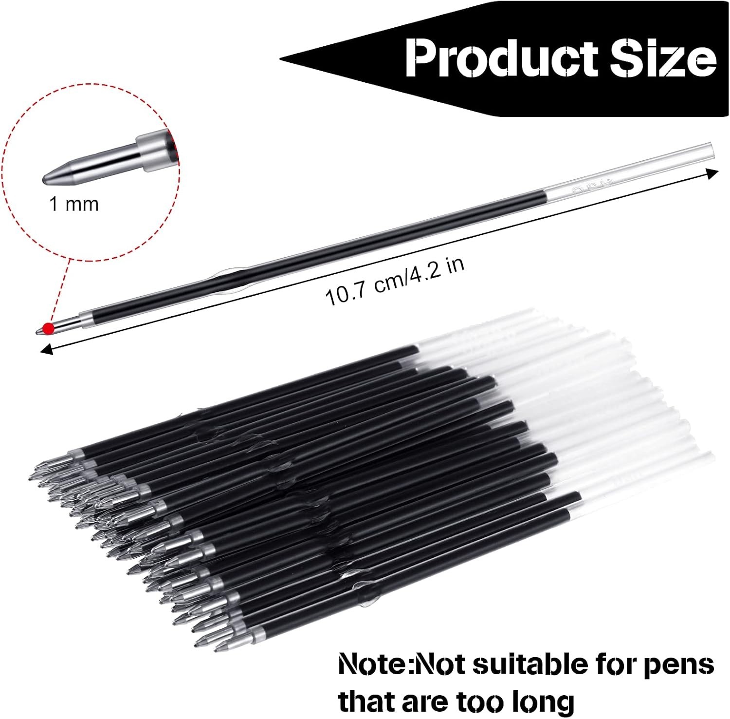 Versatile 30-Piece Black and Blue Ink Refills – Perfect for College & Office Use