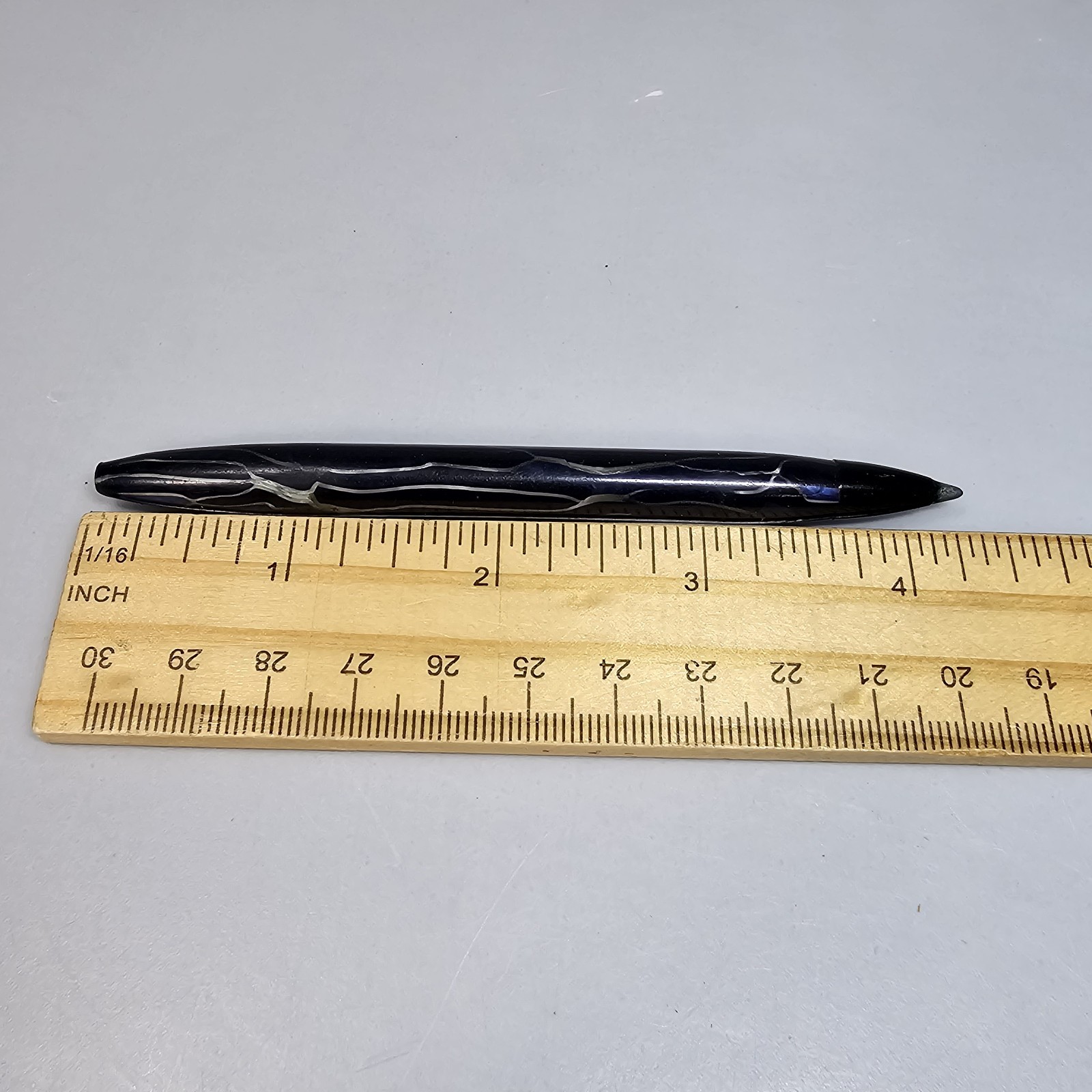Vintage Ballpoint Pen Blue Silver Black Marbled Celluloid