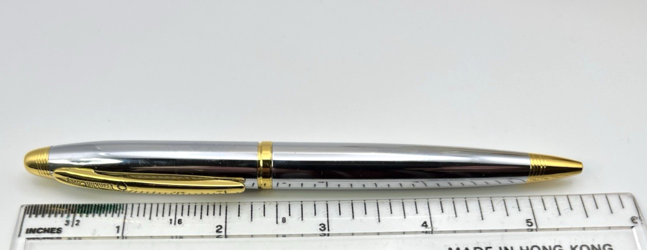 New in Box Luxury FRANKLIN COVEY Chrome & Gold Trim Ballpoint Pen by Cross