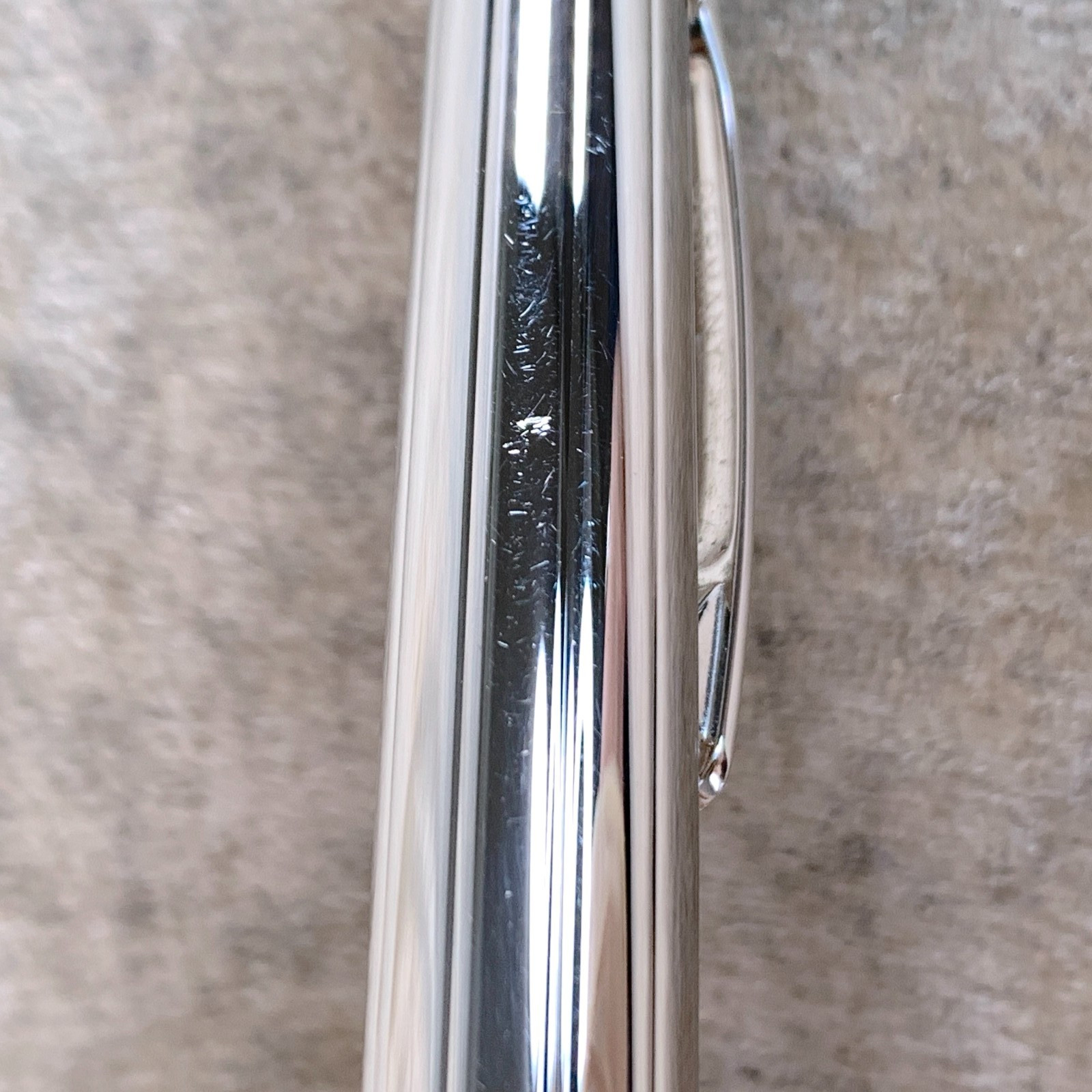 Cartier Ballpoint Pen Trinity Silver Godron Platinum Finish with Case & Papers