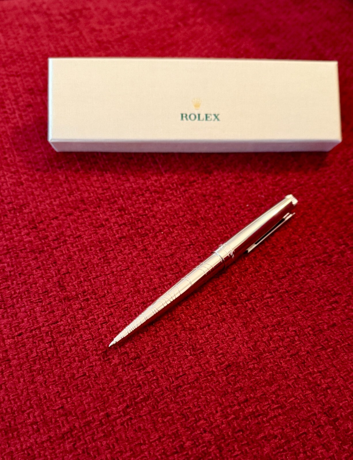 NEW Rolex Silver Scribe Platinum Wave Cut Ballpoint Pen, Refillable, AD VIP Gift