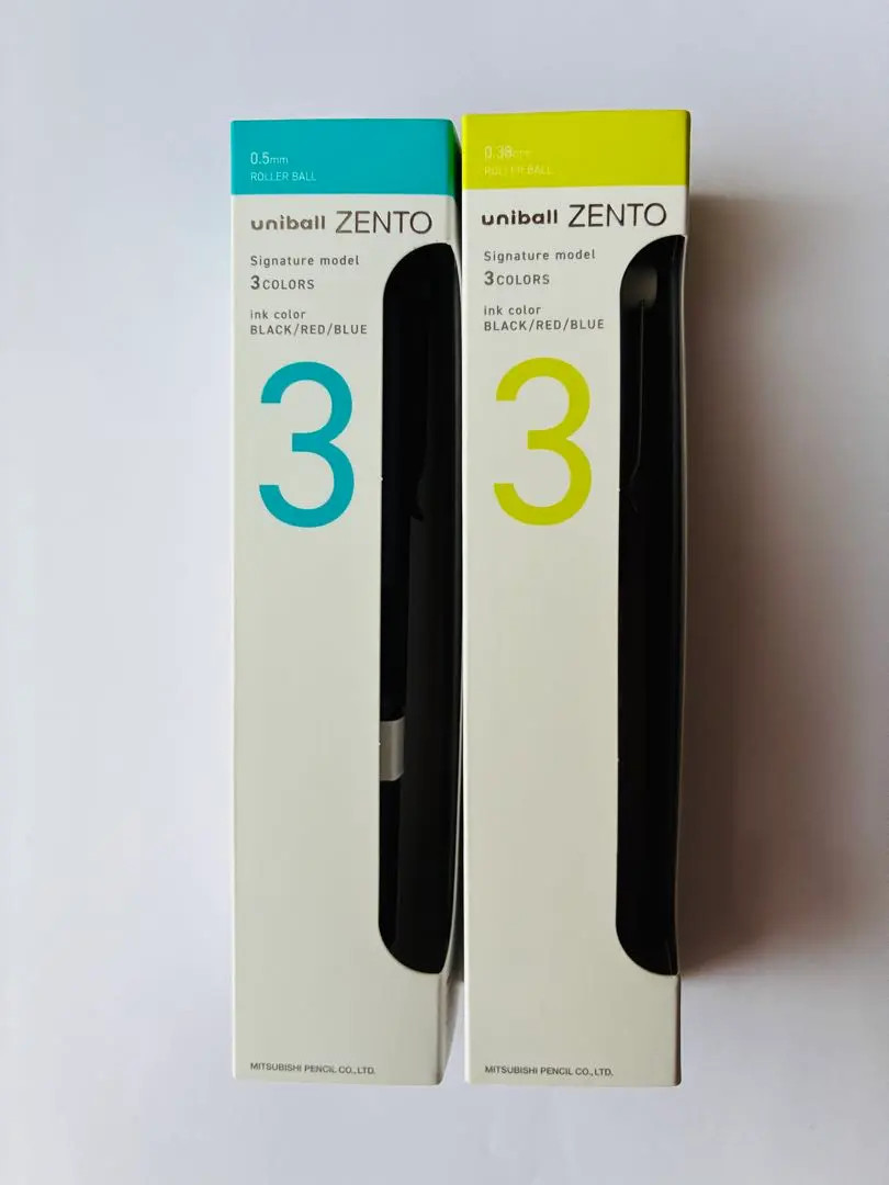 Uni-ball ZENTO Signature Model 3 Color Ballpoint Pen 0.5 & 0.38mm Set 2 New