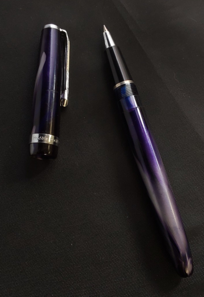 Vtg Modele Recife Depose Ballpoint Pen in Dark Purple Celluloid Design France