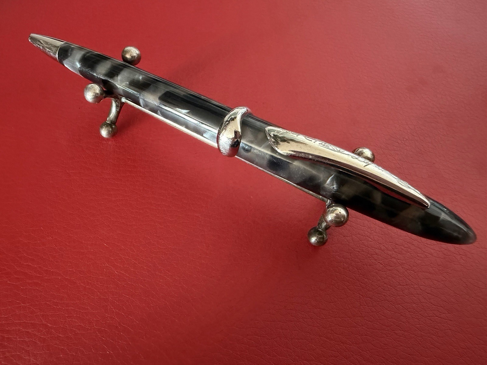 JEAN PIERRE LEPINE Gray Tortoiseshell-Pattern Pen Mother-of-Pearl France 90