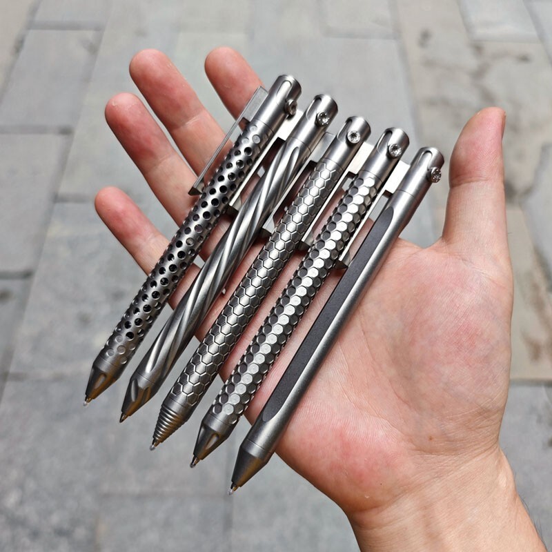 EDC Titanium Alloy Mechanical Pocket Ballpoint Pen Signature Top Pen for Gift