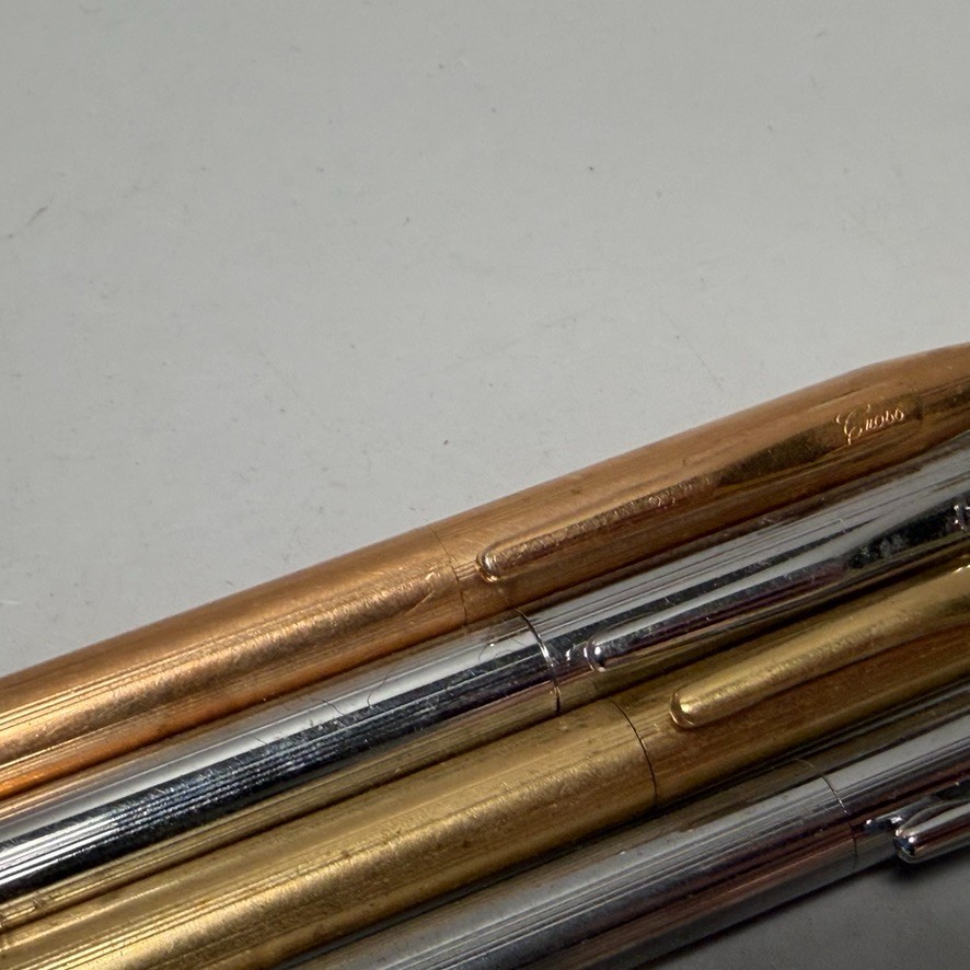Vintage Gold Filled Chrome Cross Ballpoint Pen Pencil Lot of 4 MCM Needs Ink