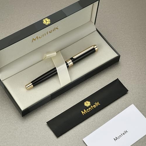 317 Fountain Pen,Stunning Luxury Piano Black and 24K Gold Medium Nib