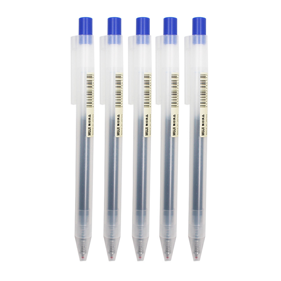 10pcs MUJI Smooth Gel-Ink 0.5mm Press Pen Ballpoint Pens Blue/Black/Red/Darkblue