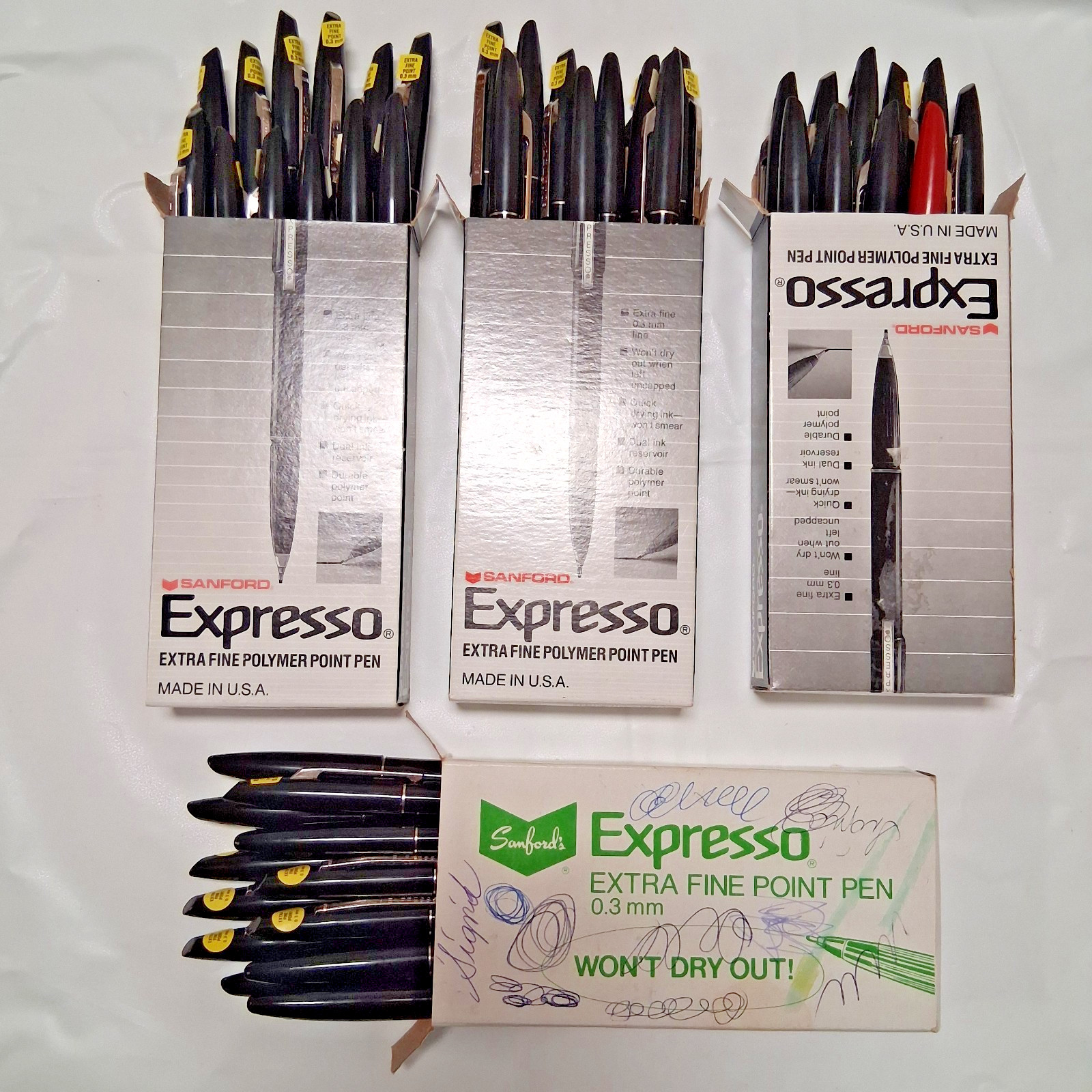 Lot 43 Sanford Expresso Extra Fine Polymer Point Pens Black 0.3 mm (Most Work)
