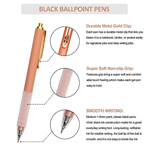Ballpoint Pens Medium Point 1mm Black Ink Work Pen with 12-count Refillable