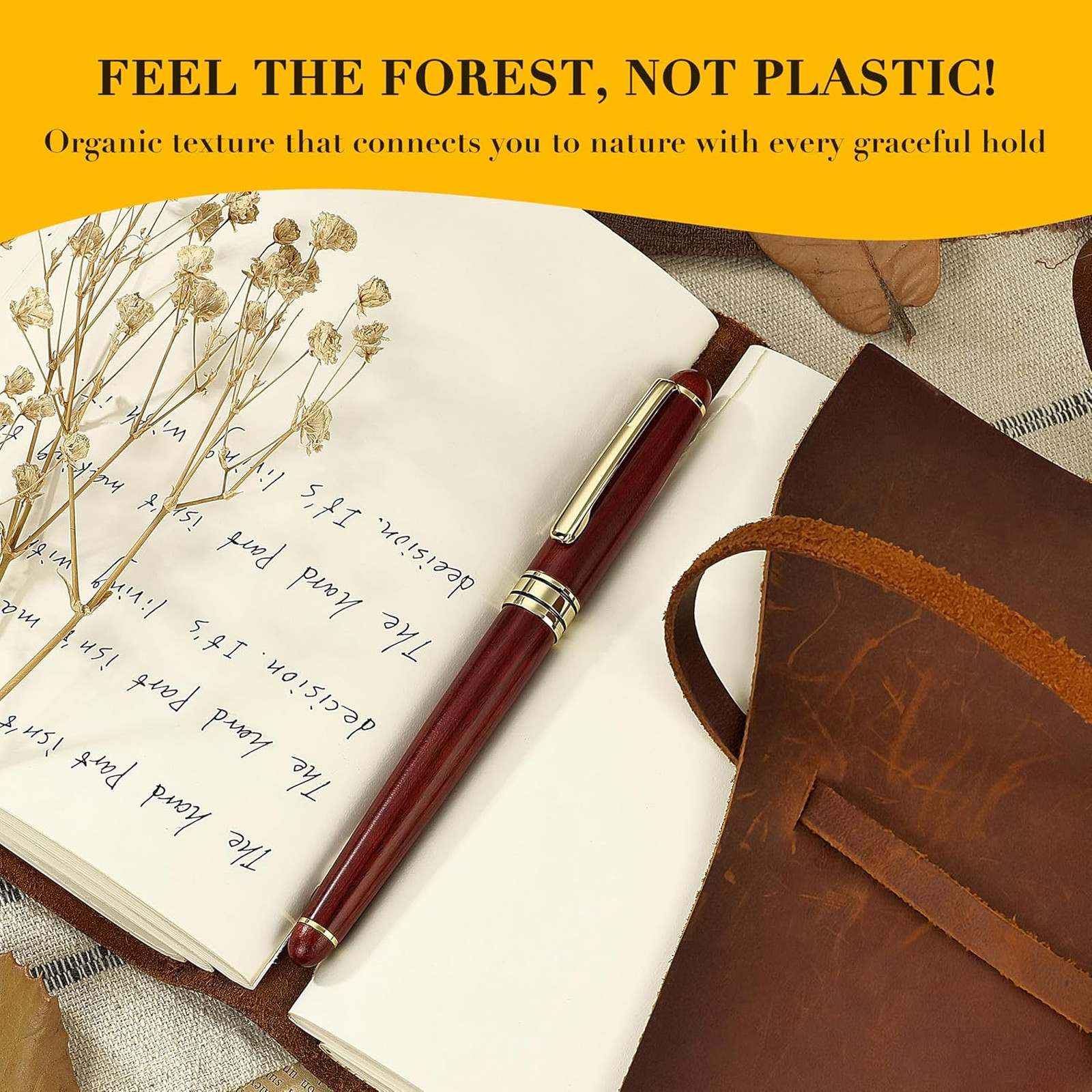 Wood Ballpoint Pen Writing Set, Rosewood, 0.5mm Fine Tip, Signature Gift, Office