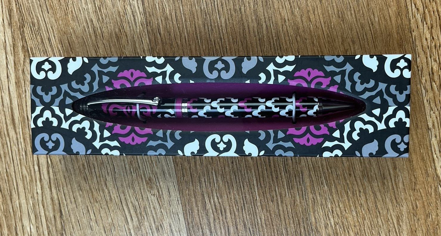 Vera Bradley Ball Point Pen in Canterberry Magenta , Black Ink NEW in Box