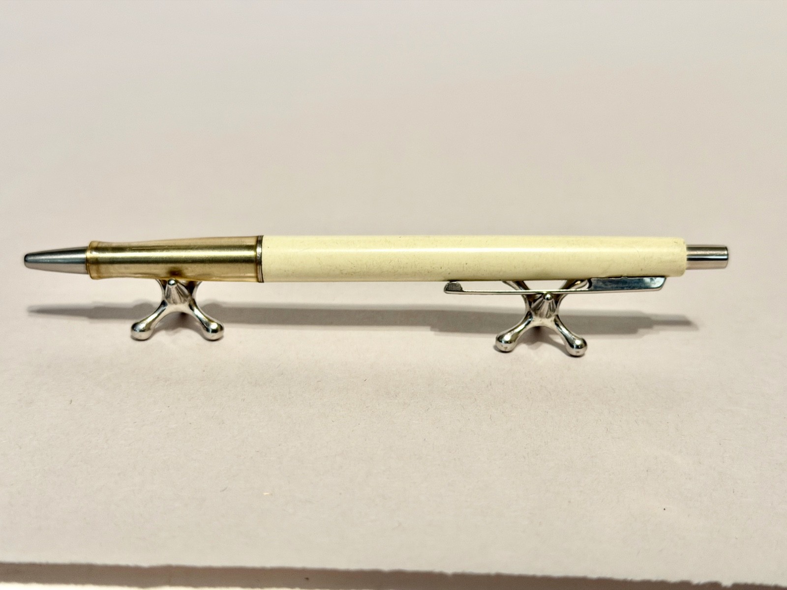 Vintage Paper Mate Double Heart Ballpoint Pen Ivory Made USA