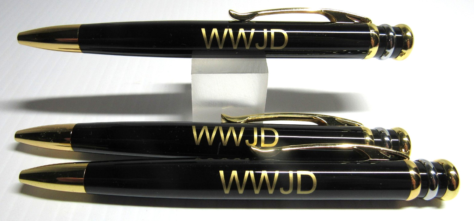 SET OF 3 Terzetti Trinity Imprinted WWJD METAL Ballpoint Pen+Pouch-CLOSEOUT