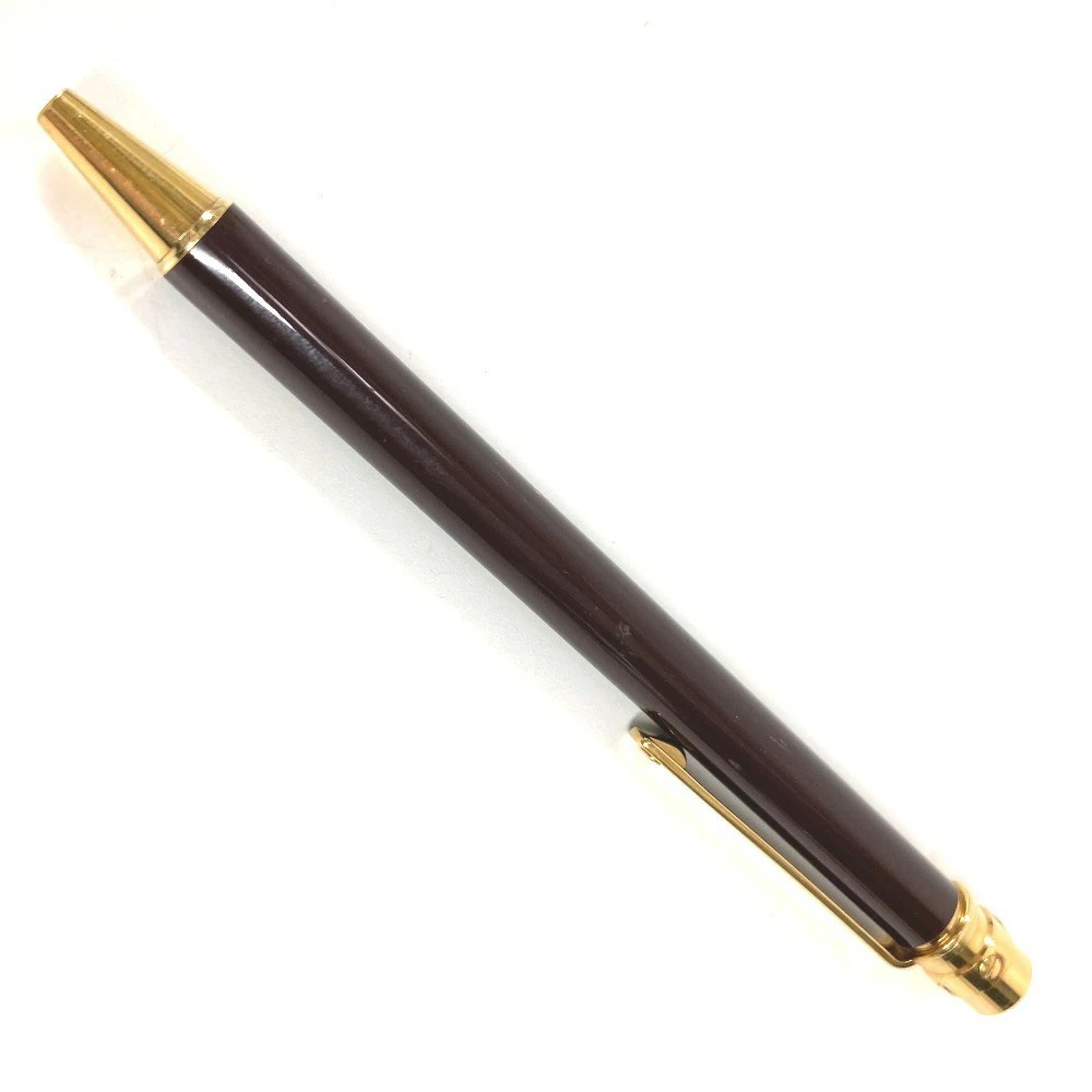 Santos de Cartier Love Ballpoint Pen Brown Resin Glack Ink Gold Twist Unisex